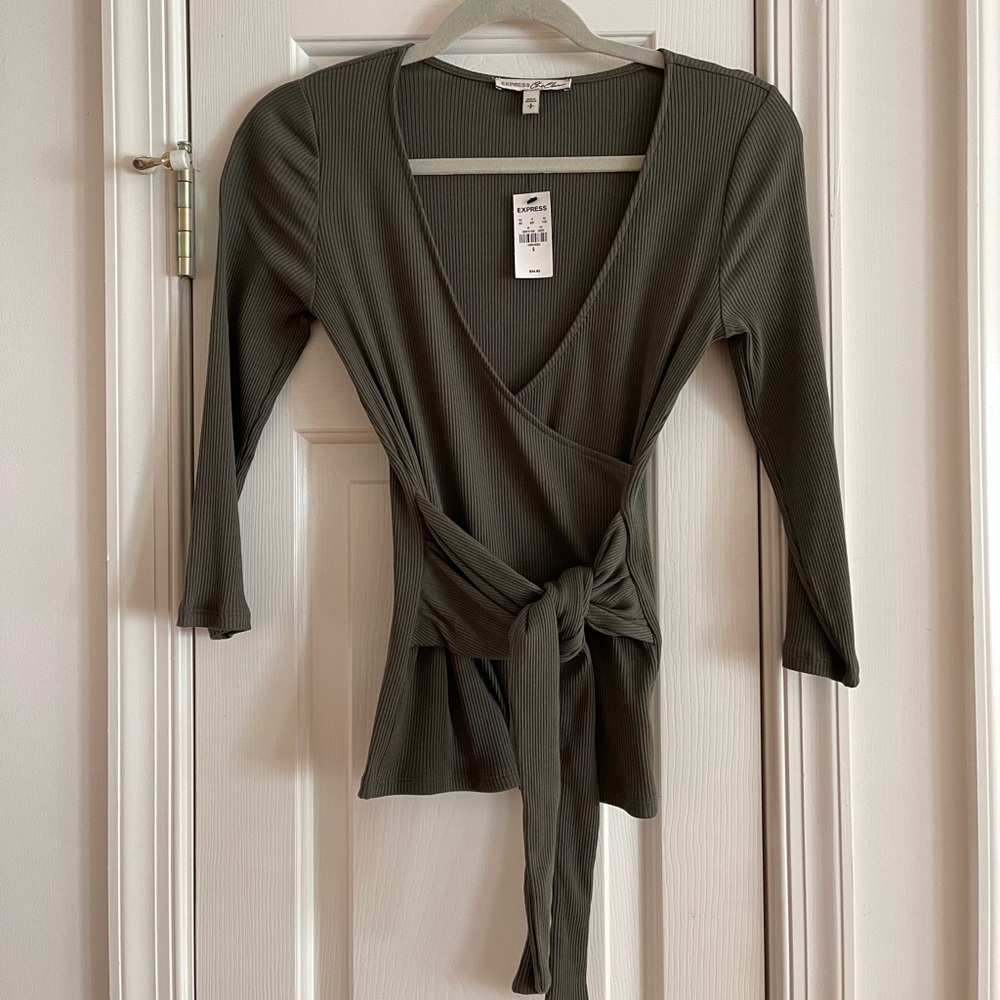 Express Green Wrap Top - NWT - size S